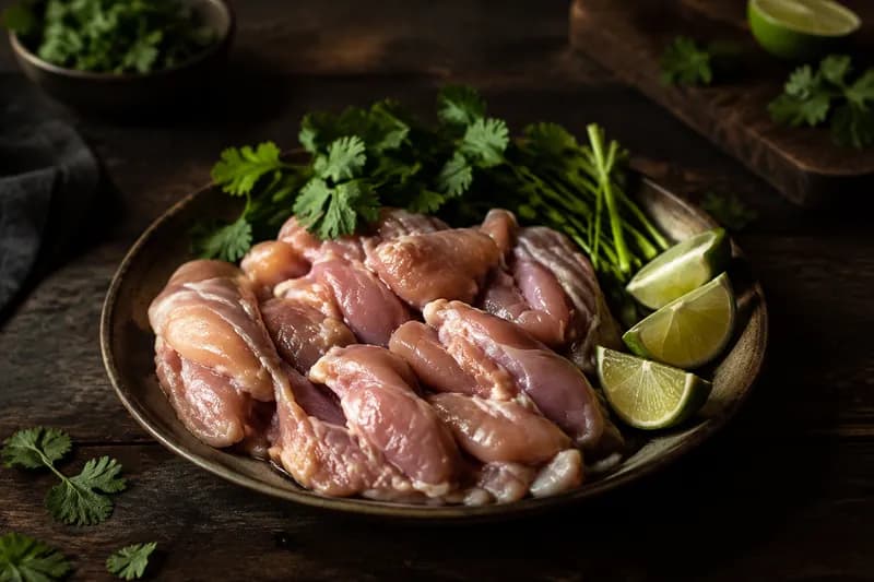 Poulet schneiden und anrichten