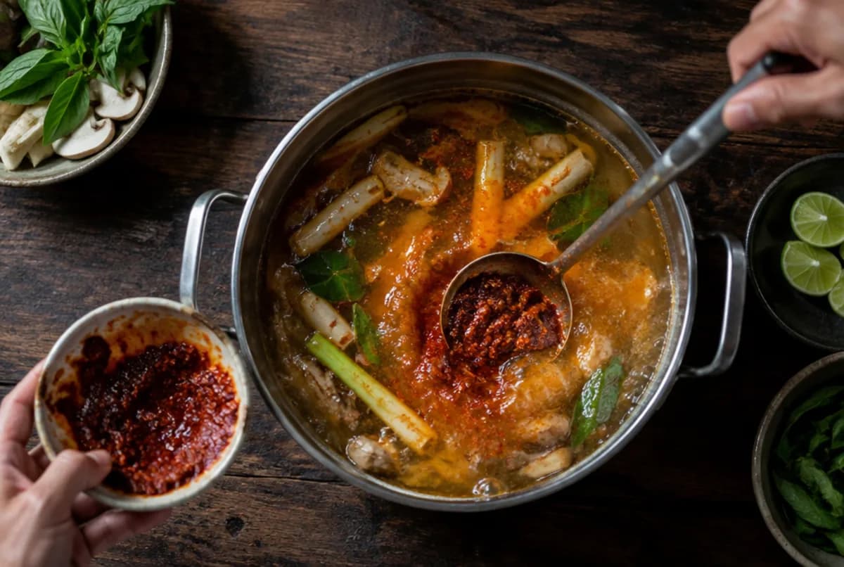 Chilipaste einrühren