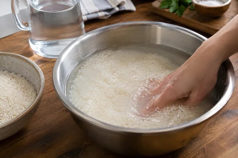Reis waschen und einweichen