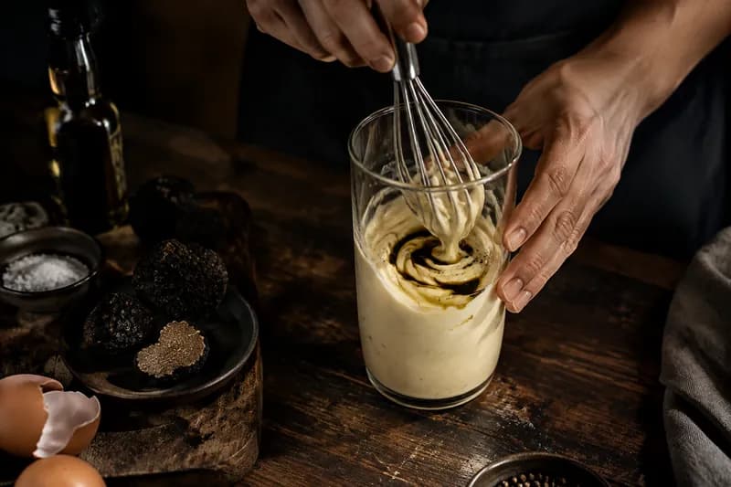 Trüffelmayonnaise rühren