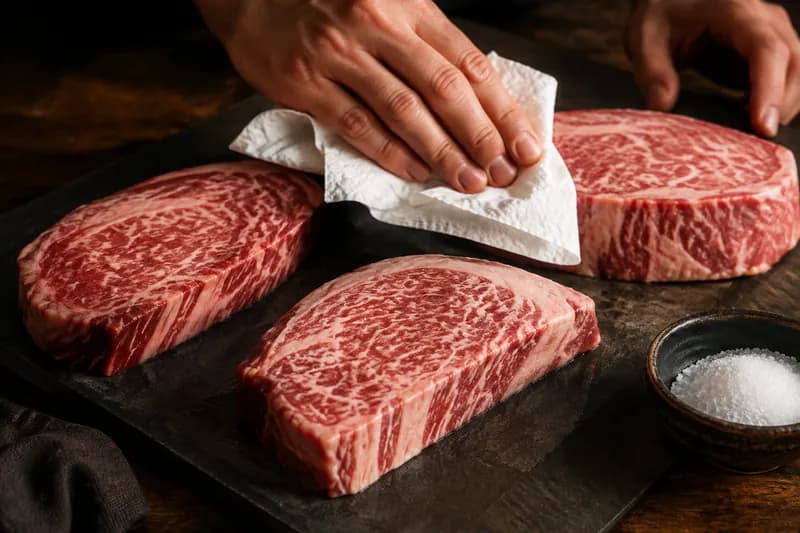 Wagyu schneiden und trocknen