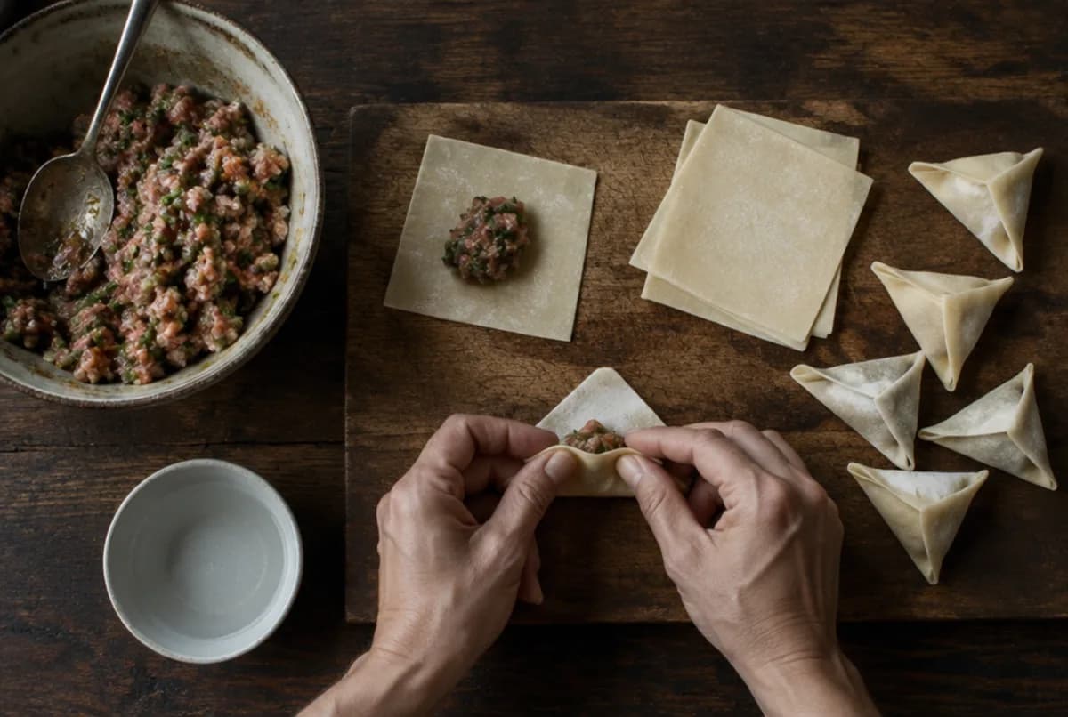 Wontons füllen