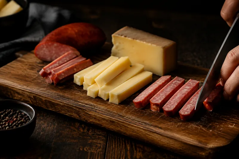 Wurst und Käse schneiden