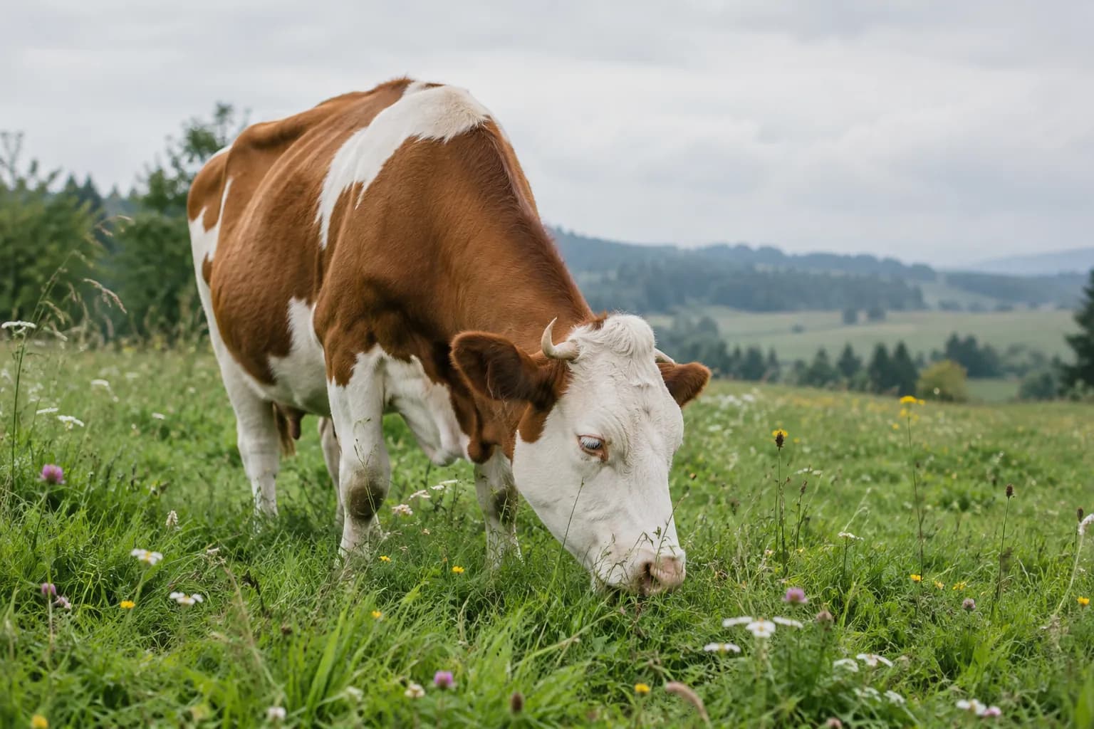 Rind auf einer saftigen Bio-Weide