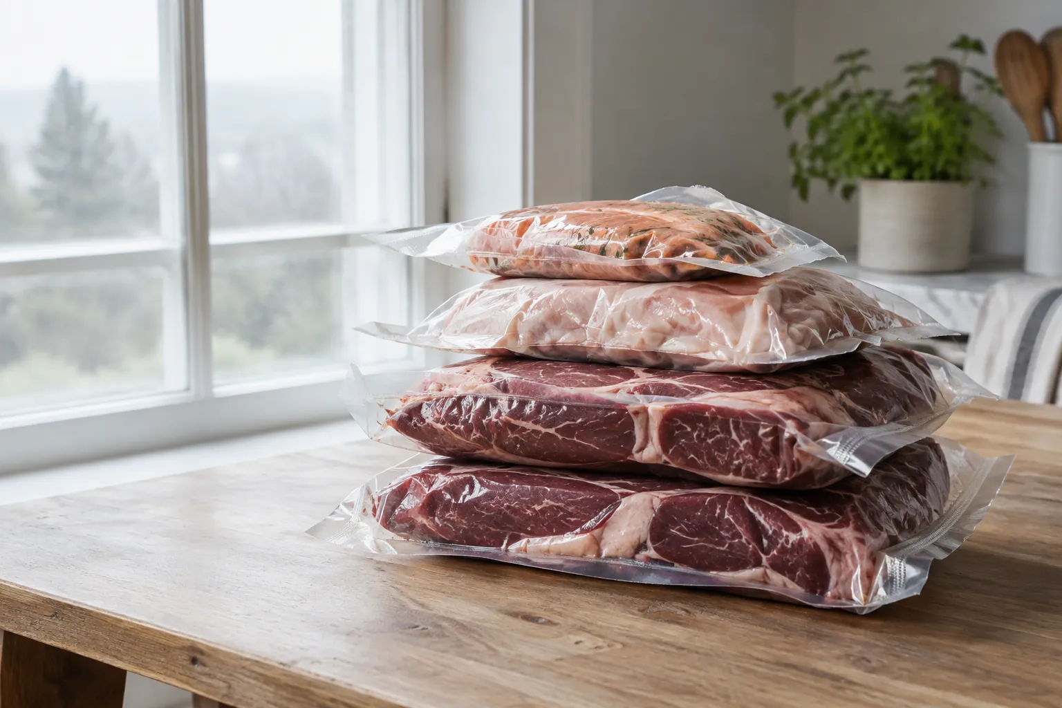 Versandpaket mit vakuumiertem Fleisch