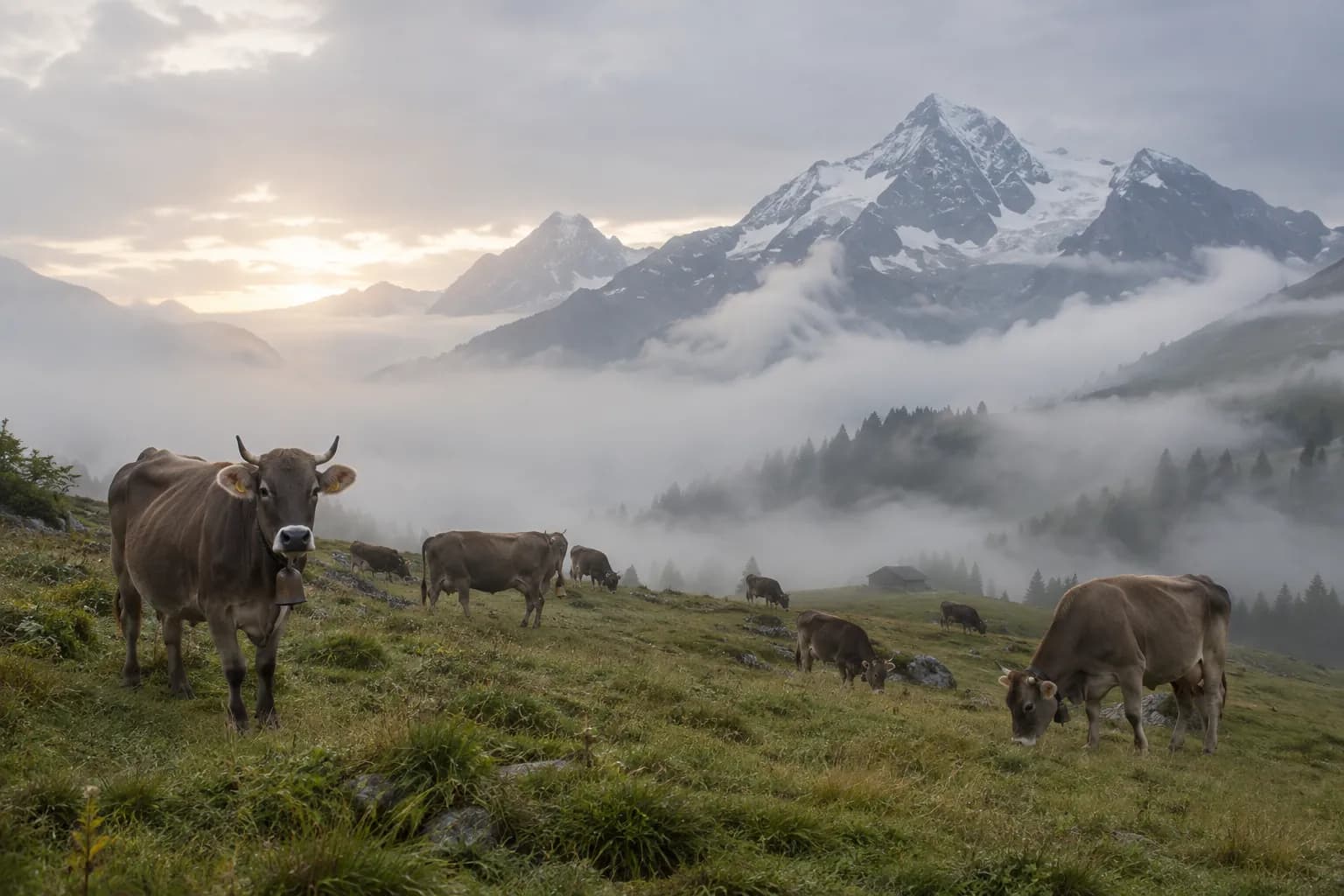 Rinder auf einer Schweizer Alpwiese