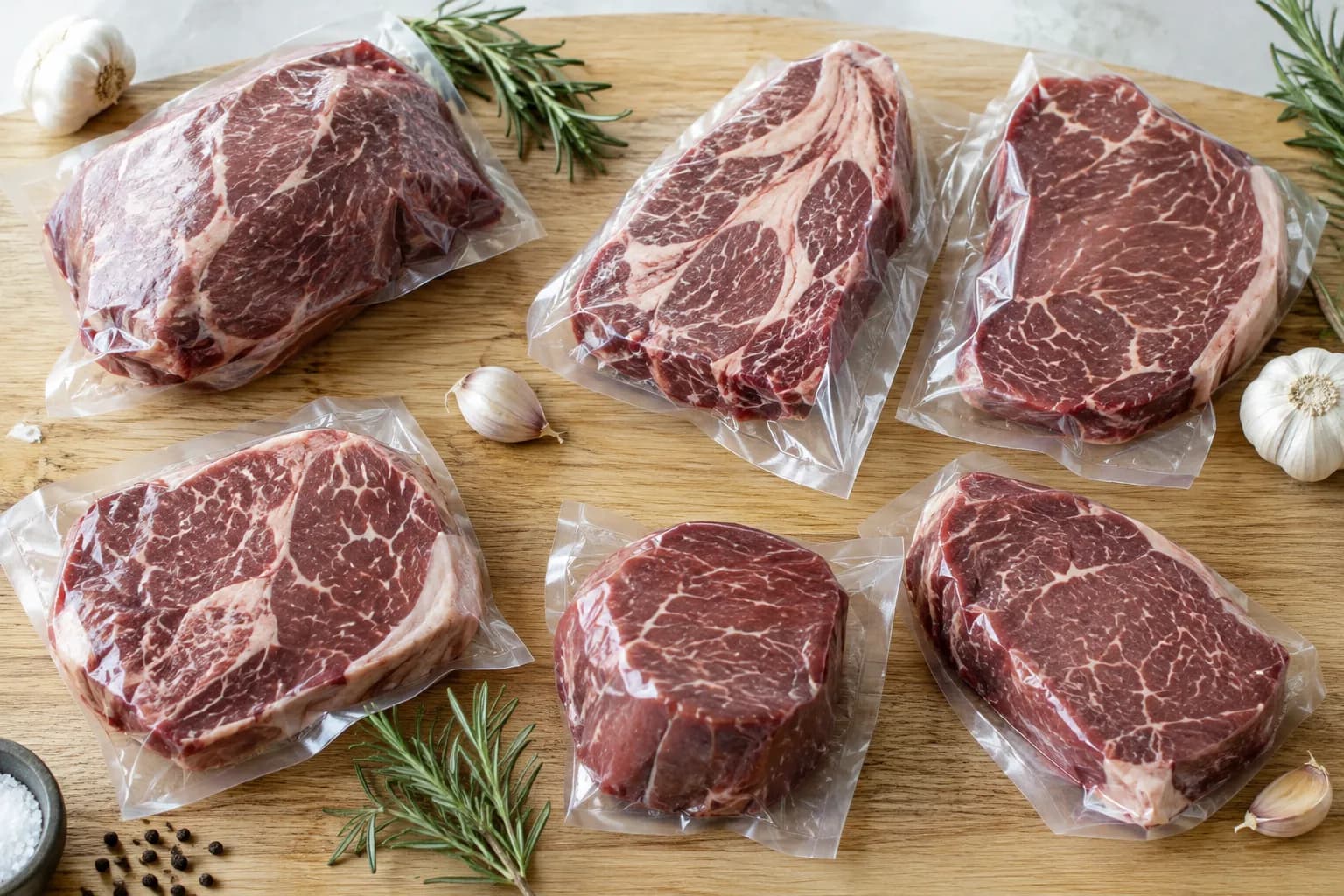 Vakuumiertes Fleischpaket mit Beschriftung