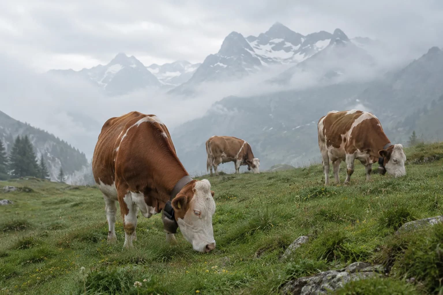 Rindherde auf einer Weide in der Schweiz