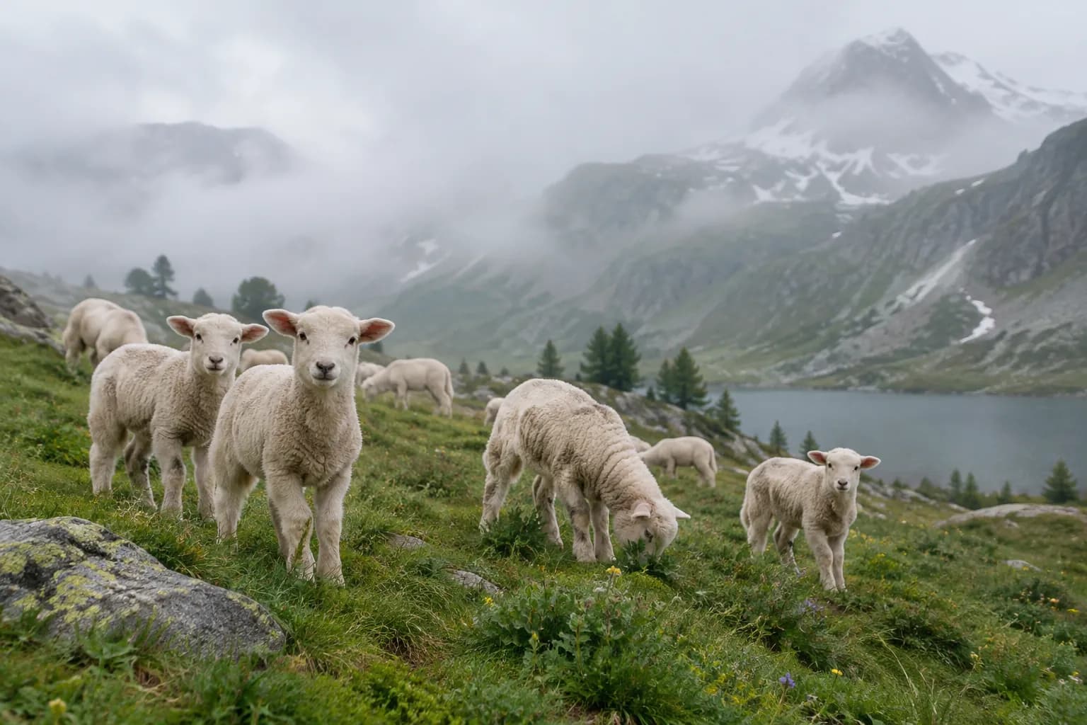 Lämmer auf einer Alpwiese
