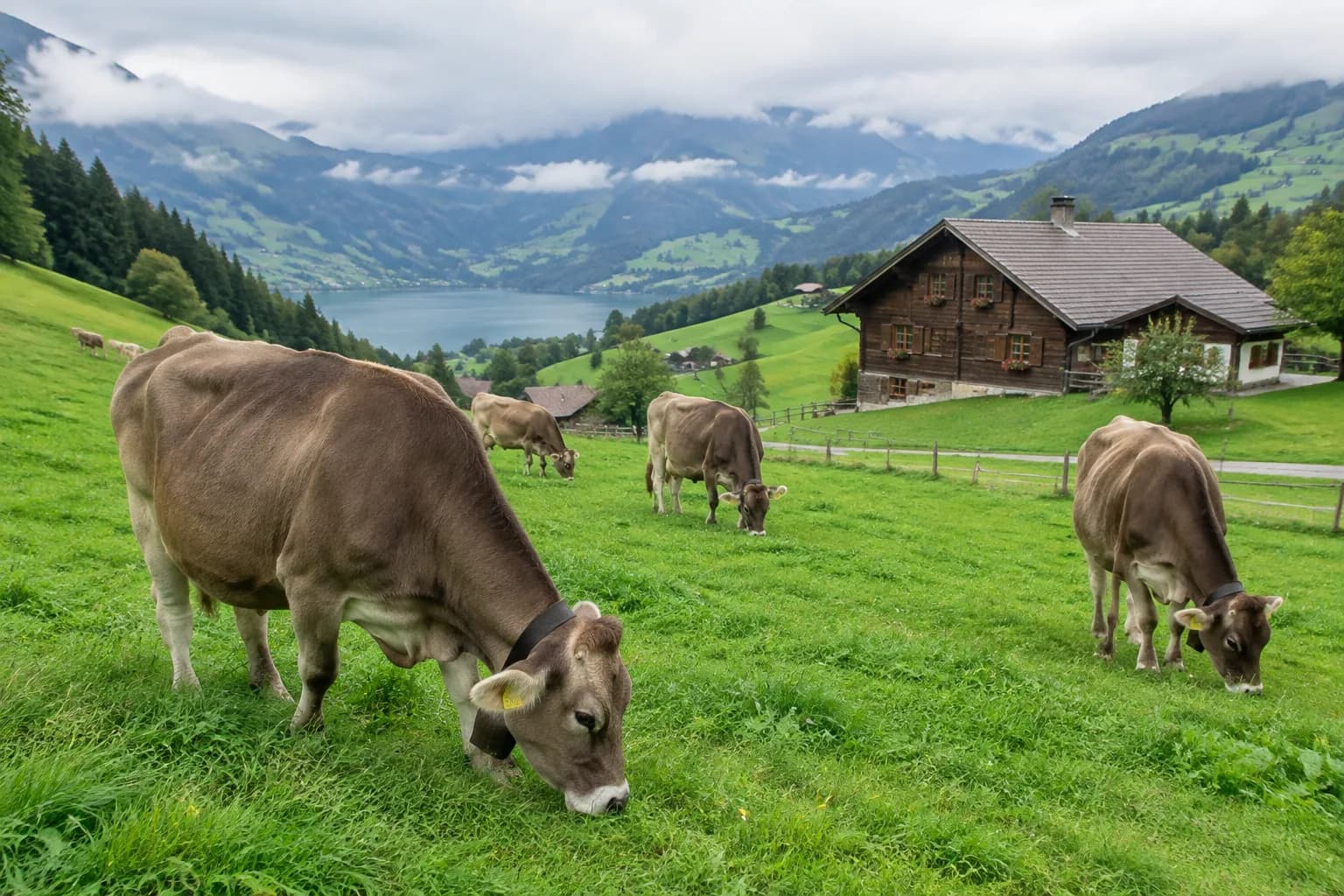 Rinder auf einer Schweizer Weide