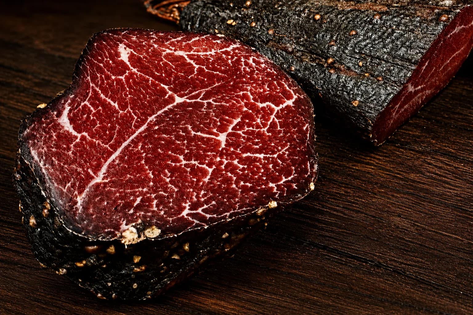 Paten-Trockenfleisch mit kräftiger Marmorierung