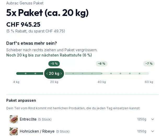 Paket anpassen: Braten raus, Burger rein